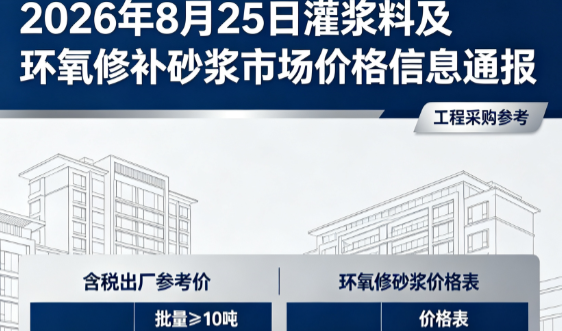 达州2026年8月25日灌浆料及环氧修补砂浆市场价格信息通报